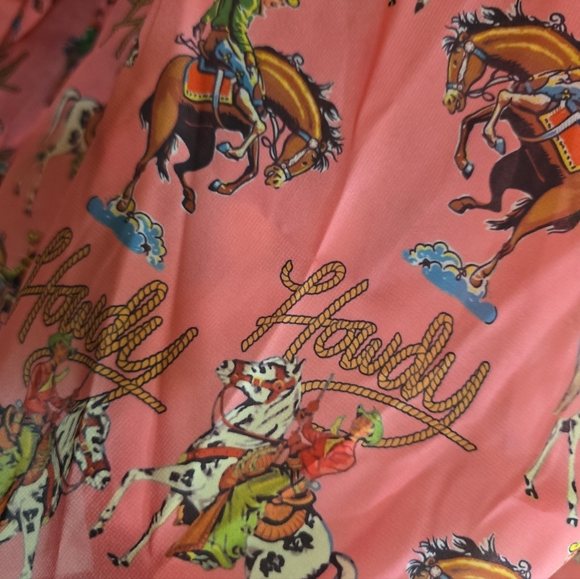 NWT Turquoise Haven Western Pink Howdy Blouse XL Puff Sleeves Bucking Bronco - Picture 10 of 12